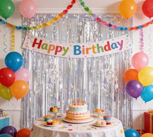 Silver Laser Tinsel Glitter Foil Fringe Curtain Birthday Party Streamers Backdrop Decorations Photo Booth Theme Bachelorette Graduation Decor view 2