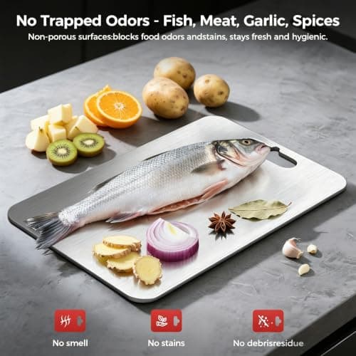 Titanium Cutting Board Set of 3,Pure Titanium Cutting Boards for Kitchen | Dishwasher Safe Double Sided Non Toxic Cutting Board, Ideal Charcuterie & Chopping for Meat, Hygiene Durable（XL+L+M) view 6