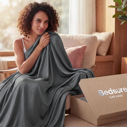 Bedsure Lightweight Cold Blanket for Summer, Bed Cooling Blanket Throw Size for Hot Sleepers, Ice Cool Essentials for Hot Nights, Breathable Thin Bedding for Teens, Adults, Dark Grey, 50" x 60" view 2