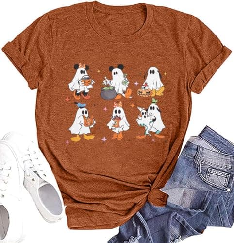Halloween Shirts for Women Magic Ghost Graphic T Shirt Funny Halloween Spooky Season Tee Cute Pumpkin Casual Tops — image 1