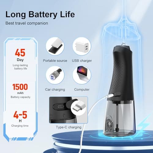Lyinda Water Dental Flosser, 320 mL Cordless Oral Irrigator, 4 Modes, IPX7 | Powerful everyday cleaning with 4 adjustable modes and a 320mL tank. Cordless, rechargeable, waterproof, and travel-friendly view 4