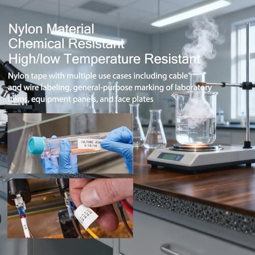 M21-375-499 Nylon Label Tape - M210 Labels for Cable Wire, Compatible with BMP21 Plus BMP21 Lab Printer, Black On White, High Adhesion, High & Low Temperature Resistantance view 2