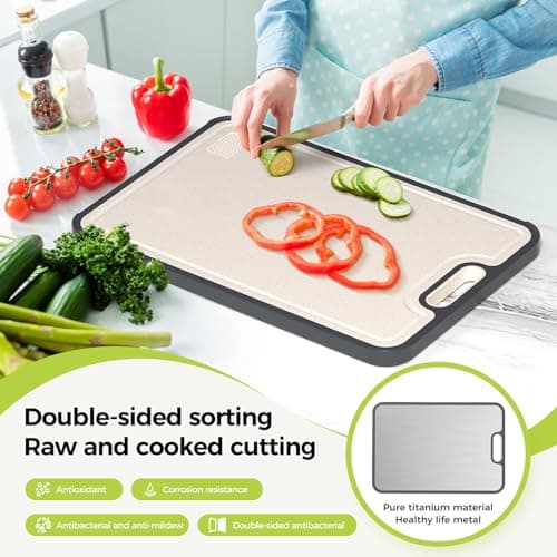 Titanium Cutting Board for Kitchen, Cutting Board Double Sided Food Grade, Pure Titanium/PP, Easy to Clean Large Size 16”×10” view 3