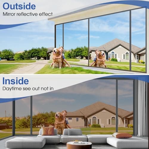 One Way Privacy Window Film,Sun Blocking Window Film with 3 Tools, Heat & UV Blocking Window Tint Film for Home, Easy Install DIY Office Window Covering See Out Not in (17.5 x 78.7Inch, Brown) view 4