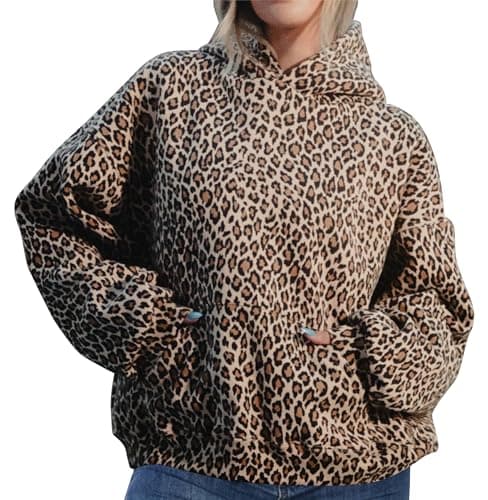 ACCPUR Leopard Print Hoodies for Women Oversized Cheetah Hooded Sweatshirt 2000s Graphic Pullover Tops Y2k Boyfriend Hoodie — image 1