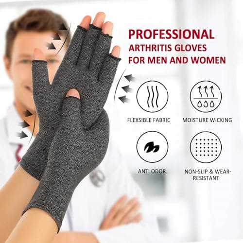 Premium Bamboo Gloves Fingerless Compression Wrap for Hand Pain and Osteoarthritis Men and Women view 4