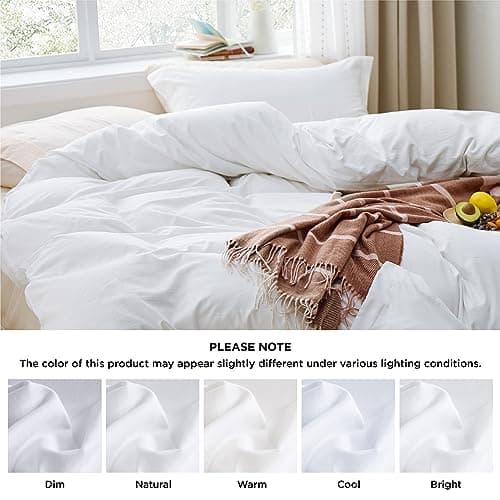 Bedsure Duvet Cover Twin/Twin XL Size - 2 Pieces Prewashed Cotton-Like Polyester Extra Soft Comfy Bedding Set, Includes 1 Duvet Cover 68"x90" with Zipper Closure & 1 Pillow Sham, White, No Comforter view 6