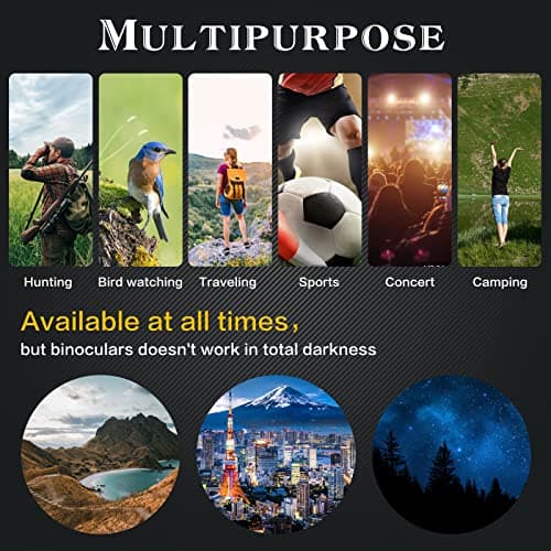 GRWANG 10x40 Professional HD Binoculars for Adults & Youth,Shock Proof Binocular with BAK4 FMC Lens, Large View & Waterproof Binoculars Perfect for Bird Watching,Hunting,Camping,Travel,Sports,Black view 7