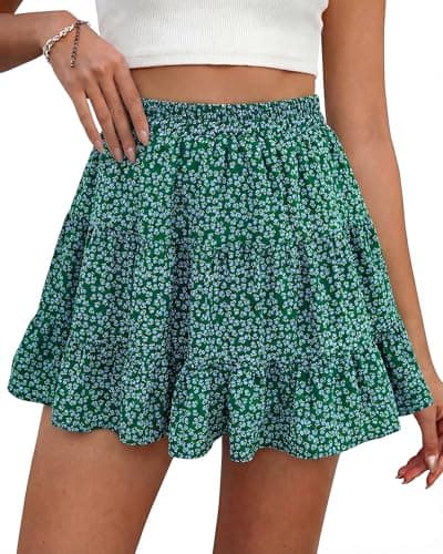 BTFBM Summer Skirts for Women 2026 Floral High Waist Shorts Underneath Boho Tiered Flowy Tennis Skorts Casual Mini Skirt view 1
