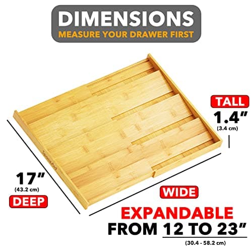 SpaceAid Bamboo Spice Drawer Organizer, (Need 3" Deep Drawer) Expandable 4 Tier Spices Rack for Cabinet, Kitchen Seasoning Storage Insert (Jars Not Included, From 12" to 23" Wide) view 2