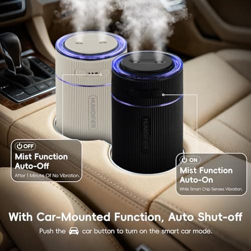Portable Small Humidifiers for Travel, Mini Air Ultrasonic Humidifier with Filter Element - Cool Mist, Whisper Quiet, Nightlight, 350ML Tank, Car Modes, Perfect for Baby, Bedroom, Hotel, Desk, Plants view 7