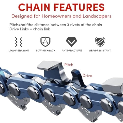 ZIYIZE 12 Inch Chainsaw Bar & Chain Combo – S45 3/8" LP Pitch .050" Gauge 45 Chain Drive Links, Low-Kickback for Craftsman, Greenworks, Poulan, Remington, Echo, Ryobi, 4 Chains + 1 Guide Bar view 4