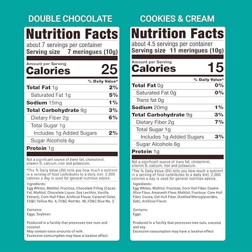 Don't Worry Meringue Cookies | Double Chocolate & Cookies and Cream Flavor | Low Sugar Candy with 1 Calorie per Piece | Keto, Gluten Free, Low Carb Healthy Snacks For Adults | 4 Pack view 2