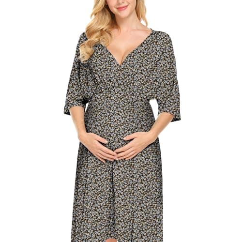 Nursing Dresses Breastfeeding Dress for Women - V Neck Maternity Nursing Dress Flowy Boho Floral Vacation Dress view 2