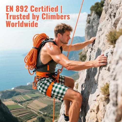 Keepark 10.5mm 1/2 Inch Static Climbing Rope - 32FT to 150FT - 9000lbs Arborist Tree Rope, Heavy Duty Rappelling Rope for Adults & Kids Rock Climbing, Fire Rescue, Escape, Caving, Sailing & Swing view 5