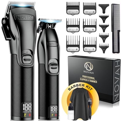 Novah® Professional Hair Clippers for Men, Professional Barber Clippers and Trimmer Set, Mens Cordless Hair Clipper for Barbers Haircut Kit Fade view 1