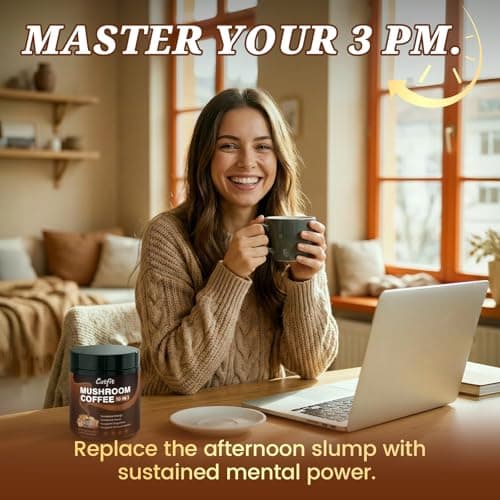 Catfit Instant Mushroom Coffee Powder, 10-in-1 Adaptogen Blend with Lion's Mane, Chaga & Cordyceps for Energy, Focus, Gut Health & Immune Support - 160g, 50 Servings view 7