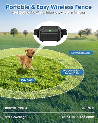 COVONO 3-in-1 Wireless Dog Fence – Master of Precision ±1Ft, Outdoor Electric Fence with Indoor Barrier & Remote Training, IPX7 Waterproof Collar, Beep Vibration Shock Correction, for Dogs 10+ lbs view 3