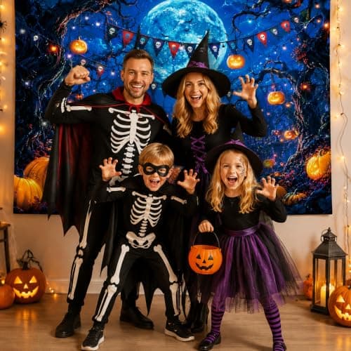 Halloween Backdrop Full Moon Night Party Decoration Pumpkin Photo Banner view 4