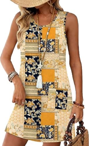 WEESO Summer Dresses for Women Tank Casual Sleeveless Casual Mini Fashion Beach Vacation Dresses with Pockets — image 1