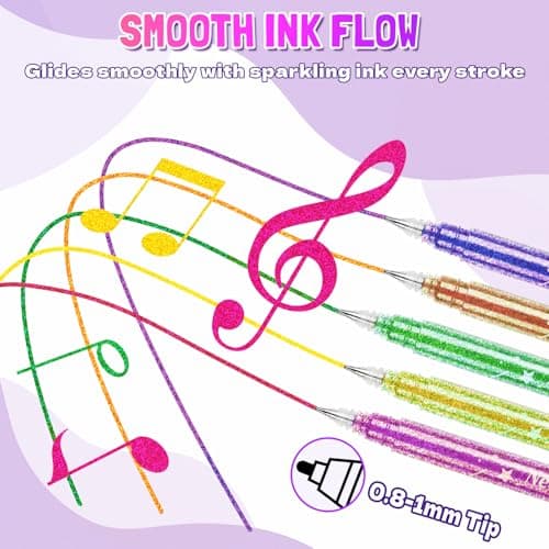 LET'S RESIN PAINT Jumbo Glitter Gel Pen Set,32 colors Metallic Shimmer Glitter Pens for Adult Coloring Books, Scrapbooking,Greeting Cards,DIY Crafts,Capped Sparkly Pens, Non-Toxic & Smooth view 5