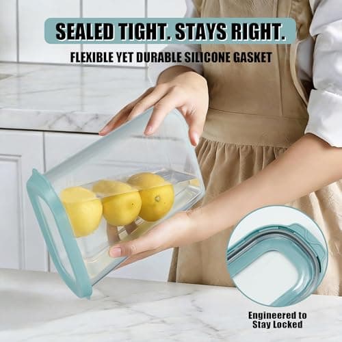 Tenrry Airtight Food Storage Containers 5-Piece Set, BPA-Free Plastic Kitchen Canisters with Secure Snap Lock Lids for Cereal, Pasta, Snacks, Flour & Pantry Organization view 5