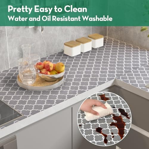 Shelf Drawer Liner for Kitchen Cabinet Non-Slip Refrigerator Liners Non-Adhesive Waterproof Oil-Proof Protect Kitchen Mat Easy to Clean EVA Material for Bathroom, Pantry, Grey 18 in x 20 FT view 6