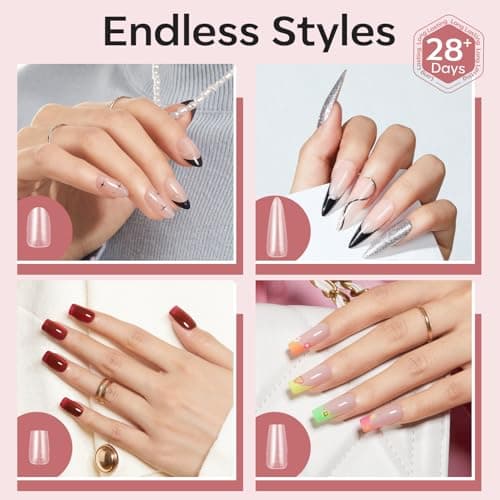 modelones Long Almond Guiding Line Nail Tips, Stiletto Soft Gel Tips Fake Nails False Acrylic Extensions Seamless Accurate Positioning Scale Line, Full Matte Professional Nail Salon 216PCS 12Sizes view 5