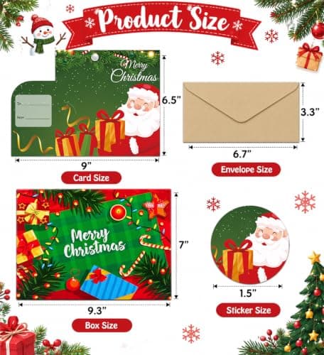 Christmas Money Cards with Envelopes,24Pcs Christmas Money Holders for Cash view 3