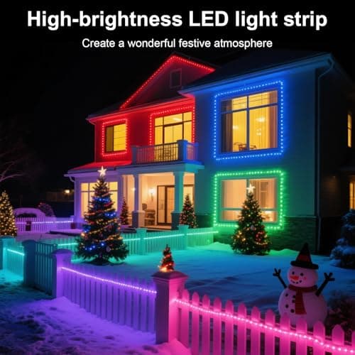 MIHEAL 100FT Outdoor LED Strip Light IP67 Waterproof,Outside RGB Lights with App/Remote Control,Color Changing,Music Sync Rope Light for Balcony,Deck,Rooftop,Garden,Pool view 3