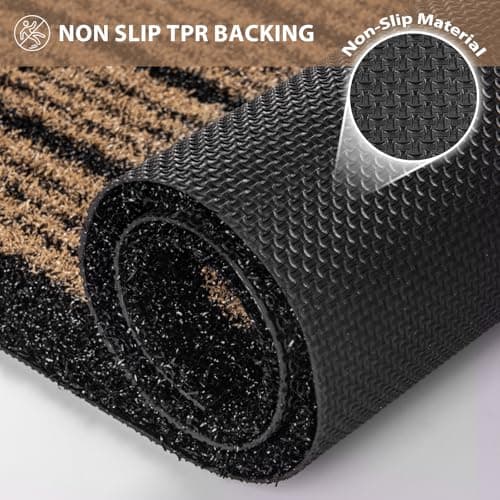 DOMUSTEX Outdoor Front Door Mat 24" x 36", Dirt Trapping Outside Entrance Rug, Non Slip Shoe Scraper, Heavy Duty Commercial Rug for Patio, Garage, Traffic Area, Office, Roll Packing view 3