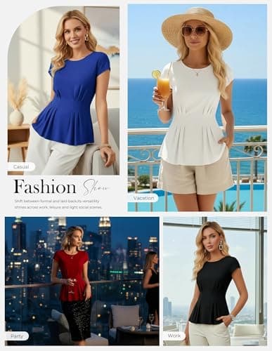 GRACE KARIN Womens Peplum Tops Dressy Casual,2026 Summer Short Sleeve Work Blouses, Business Shirts Fashion Clothes view 5