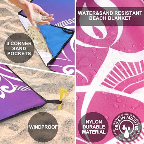 AISPARKY Beach Blanket Waterproof Sandproof, Oversized Large Beach Mat 79" X 83"/120"x108" for 1-8 Adults, Quick Drying&Compact&Lightweight, Picnic Mat Vacation Essentials for Beach Camping Travel view 5