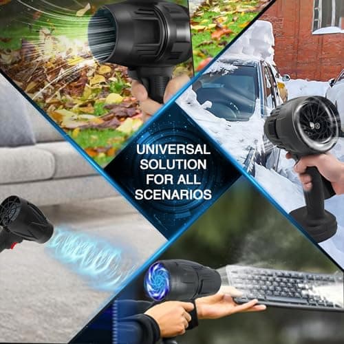 Handheld Electric Cordless Leaf Blower, 450,000RPM High-Speed Motor Jet Fan Air Blower with 2 Battery Operated & Charger, Lightweight Leaf Blower for Patio Cleaning, Lawn Care, Blowing Leaves and Dust view 3