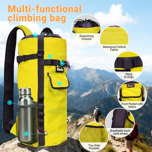 Brobantle Climbing Rope Bag,Large Capacity Arborist Rope Storage Bag,Waterproof Oxford Tree Rock Climbing Rope Backpack,Outdoor Climbing Gear Storage Bag with Hand Straps view 3