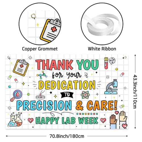 Wollmix Lab Week Decorations Banner - 70.8x43.3 Inch Thank You for All You Do Sign for Laboratory Workers, We Appreciate You Party Backdrop Decor Photography Supplies Photo Booth Background view 2