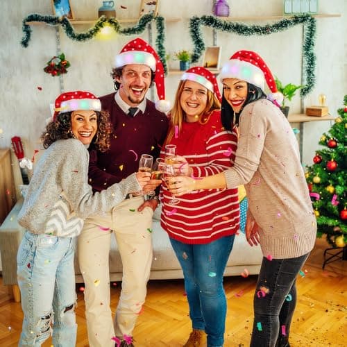 Santa Hats Adults & Kids, 2-pack LED Christmas Hats with Lights view 4