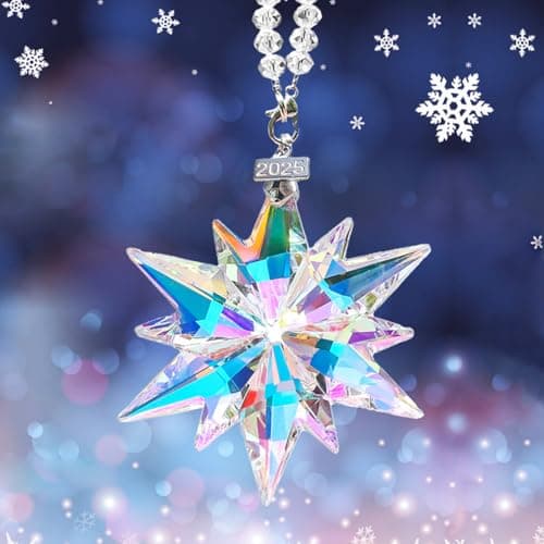 2025 Annual Christmas Ornaments Crystal Snowflake Star, Sparkly Crystal Ornaments for Christmas Tree, Beautiful Christmas Ornaments for Women Girls view 5
