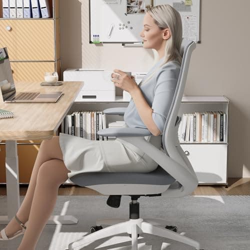 BERYTH Ergonomic Office Chair, High Back Mesh Desk Chair with Lumbar Support, 360° Swivel & Slide-Adjustable Arms, Tilt Lock and Recline, Breathable Task Chair for Home Office & Gaming (Grey) view 2