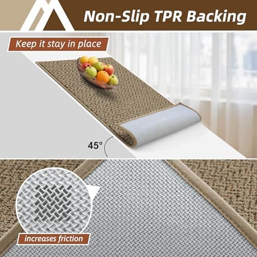 COSY HOMEER Kitchen Rugs Non-Slip Washable Kitchen Floor Mats 17"x30" Taupe view 4