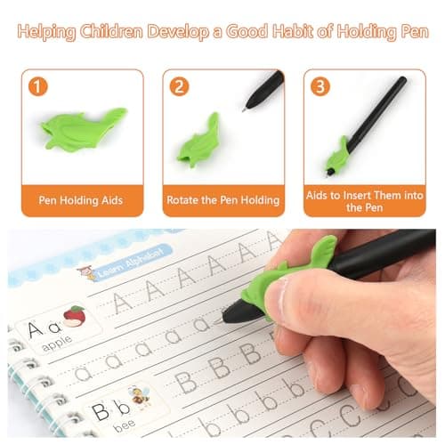 PEASUG Grooved Writing Books for Kids 3-5, Magic Grooved Writing Practice for Kids, Reusable Handwriting Workbooks Practice for Kid Learn to Write, Children's Magic Copybooks 4 Pack view 5