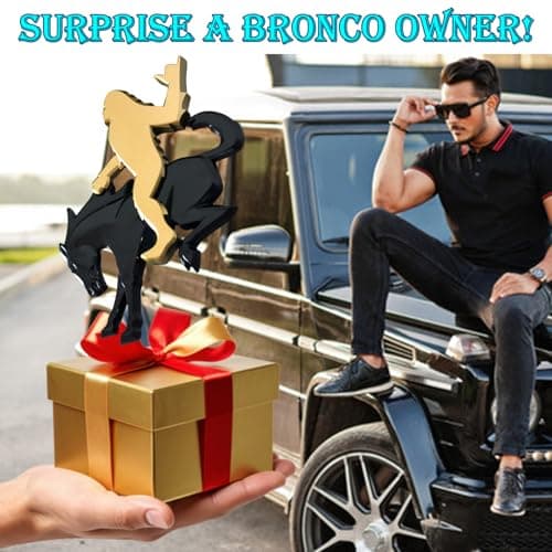 Add-A-Squatch Emblem for Your Bronco,3D Tailgate Emblem Overlay for SUV - Universal Fit 3"x4" Raised Design, Black Automotive Decor with 3M Tape (Loose & Horse Emblem Set, Bronze) view 4