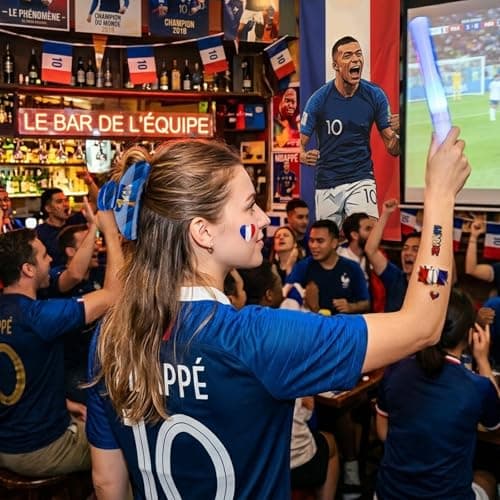 ANFONG World Cup Merch Gifts Set: Midnight Navy No.10 Pattern Hair Clip, World Cup Jersey Keychain & France Flag Tattoos, Soccer Fan Accessories for Women, World Cup Party Favors & Game Day Outfit view 6