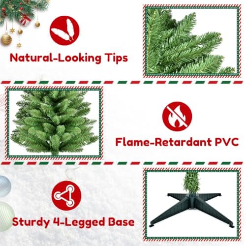 3FT Artificial Small Christmas Tree, Premium PVC Tips, Easy Assembly Metal Hinges & Foldable Base, Mini Christmas Tree for Tabletop, Home, Office, Indoor and Outdoor Decor, Christmas Decoration view 6