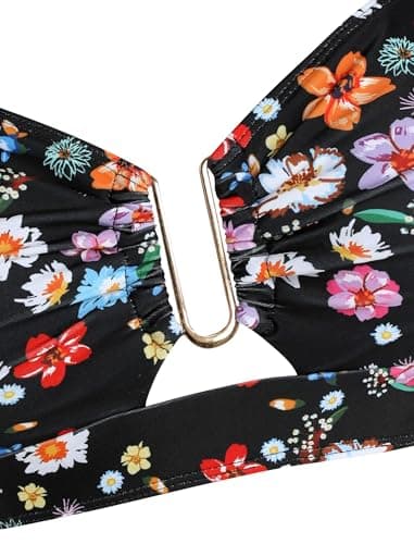 ZAFUL Women U-Wired Bikini Top Only- Ruched Cut Out Back-Cross Adjustable Straps Bathing Suit Top Only for Large Bust view 5