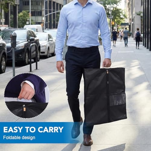 Dntorx 1 Pack Garment Bags with Clear Window, 45" Clothes Covers with Zipper, Transparent Hanging Suit & Coat Covers for Closet Storage, Jackets, Dresses, Windbreakers view 6