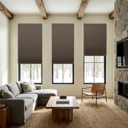 LazBlinds Cordless Cellular Shades, No Tools No Drill Blackout Honeycomb Shades Pleated Blinds for Windows, 45" W x 64" H, Dark Coffee view 5