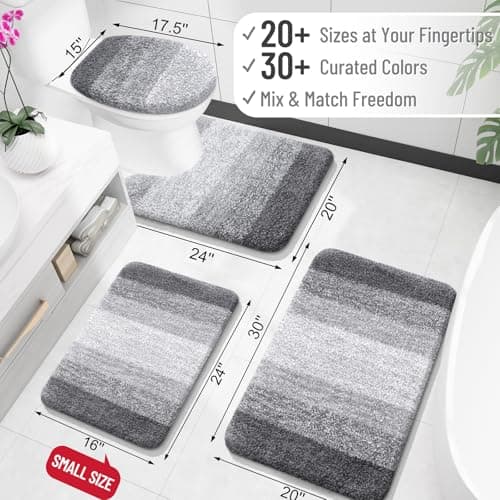 OLANLY Bathroom Rugs Mat 30x20, Extra Soft Absorbent Microfiber Bath Rugs, Rubber Backing, Quick Dry, Machine Washable Bath Mats for Bathroom Floor, Tub and Shower, Home Decor Accessories, Grey view 2