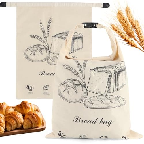 2 PACK Beeswax Sourdough Bread Bags for Homemade Bread, Reusable Cotton Beeswax Bread Bag Portable Waxed Storage All Natural Bees Wax Linen Bag Keep Fresh,13''×17'', 01