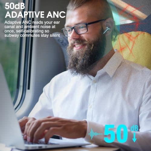 Active Noise Cancelling Ear Buds Wireless Earbuds HiFi Sound 60H Playtime | Adaptive 50dB Bluetooth 6.0 Headphones, 6‑Mic AI ENC Clear Calls, 50ms Low‑Latency Game Mode,28 EQ Presets,Multipoint Connect view 3